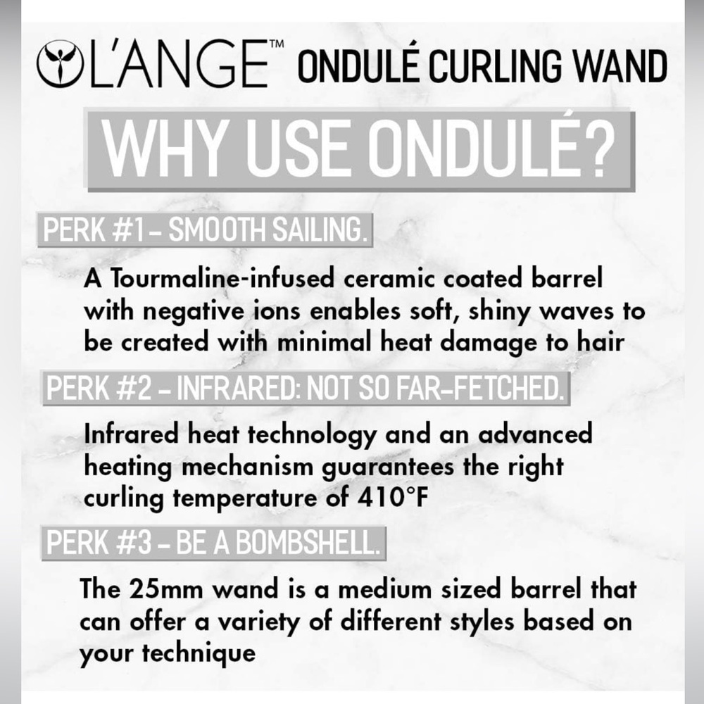 L'ANGE HAIR Ondulé Titanium Curling Wand White New In Box - Picture 6 of 7